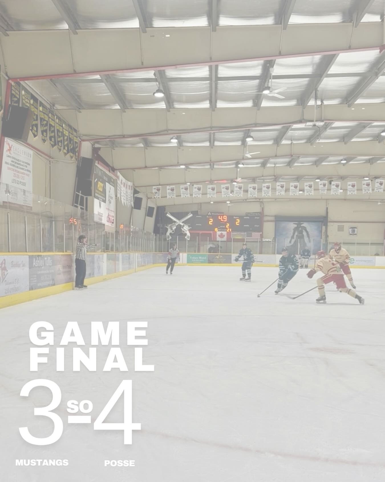 Shoot out final 4-3 Posse

Shots 44/36 Mustangs

Mustangs goals:
#20 HOLLAND