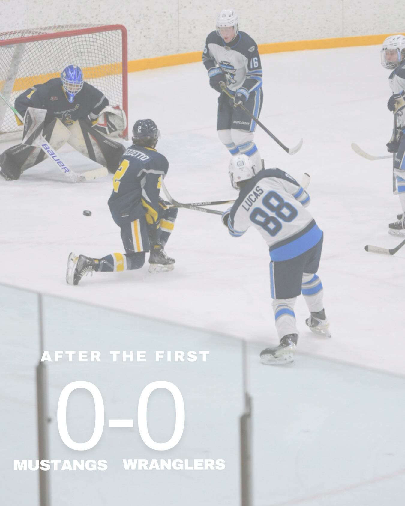 After the first period 0-0

Shots 16/4 Mustangs
